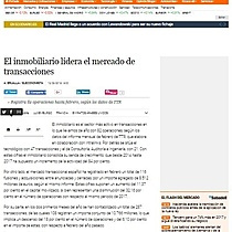 El inmobiliario lidera el mercado de transacciones